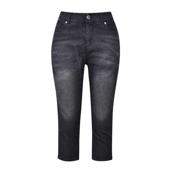 Ynynloco Capri Jeans for Women Trendy High Waisted Slim Split Hem Stretch Denim Jean Capris Cropped Pants Summer Casual Wear