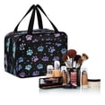 thumbnail image 6 of Travel Hanging Toiletry Bag with 4 Zipped Compartments Waterproof Makeup Accessories Spacious Cosmetic Bag Colorful Dog Paw Prints Medium, 6 of 9