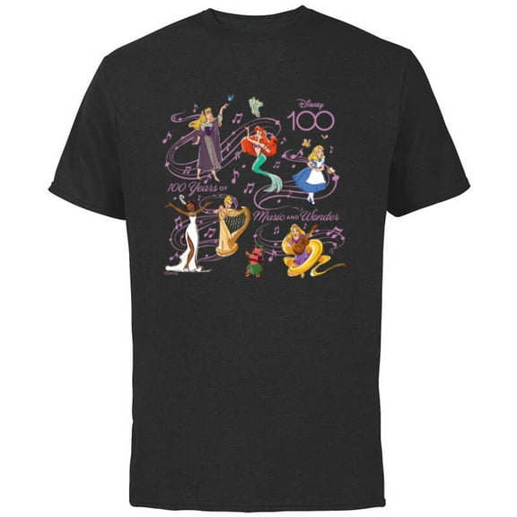 Disney 100 Years of Music and Wonder Princess Songs D100 - Short Sleeve Cotton T-Shirt for Adults - Customized-Black
