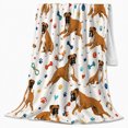 thumbnail image 2 of Playful Boxer Dogs With Toys And Pawprints, Cozy Flannel Blanket with Playful Pet Illustration Print, Housewarming Gift for Boxer Dog Play Enthusiasts, Home Decor for Bedroom and Living Room, 2 of 7
