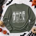 thumbnail image 3 of VNJQPG Women's Spooky Season Halloween Graphic Long Sleeve Crewneck Tee(C5 - Olive Green,XL), 3 of 3