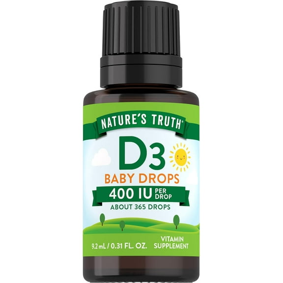 Vitamin D Drops for Infants | 400 IU | 9.2 mL | D3 Drops for Kids | by Nature's Truth