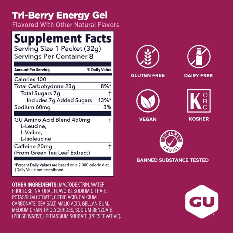 GU Nutrition Energy Gel: Tri Berry Box of 8 - Walmart.com
