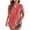 Red, variant on Women Linen Button Down Shirt Rolled Cuffed Short Sleeve Blouse Ladies Summer Casual V Neck Beach Cotton Tops Blouse