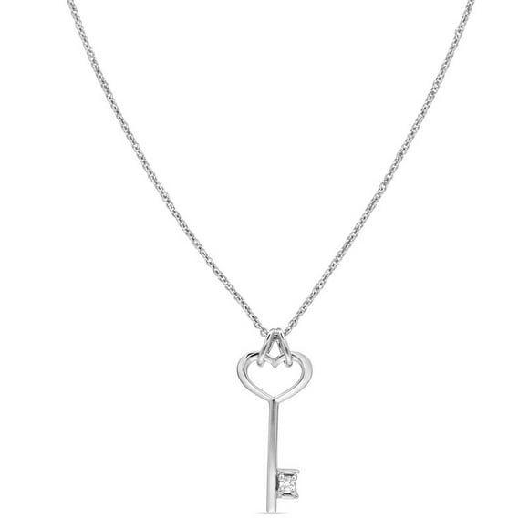Pendentif Diamant Canadien en Argent Sterling 18 Pouces avec Clé.03ctw Si2 Hi