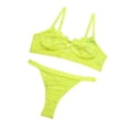 thumbnail image 4 of Encaje sexy conjunto de ropa interior sujetador ropa interior regalo para mujer, verde fluorescente, L 2 piezas Inevent XX000054-45, 4 of 7