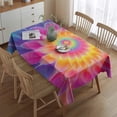thumbnail image 2 of Rainbow Tie Dye Floral Pattern Rectangle Tablecloth 60"x84",Waterproof Polyester Rectangle Table Cloth, Wipeable Spillproof Polyester Tablecloth for Dining, Camping, Indoor and Outdoor, 2 of 3