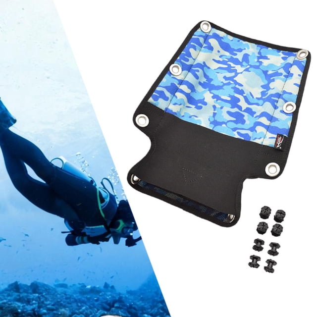 Almohadilla de placa posterior para buceo, almohadilla de soporte para la espalda, con tornillos, cojín de equipo de nailon fácil de usar para buceo l Azul