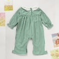 thumbnail image 6 of ZEHJUHAN Newborn Baby Girl's Clover Embroidered Romper, Green Checkered Long Sleeve Onesie with Lace Trim Green，3-6M, 6 of 11