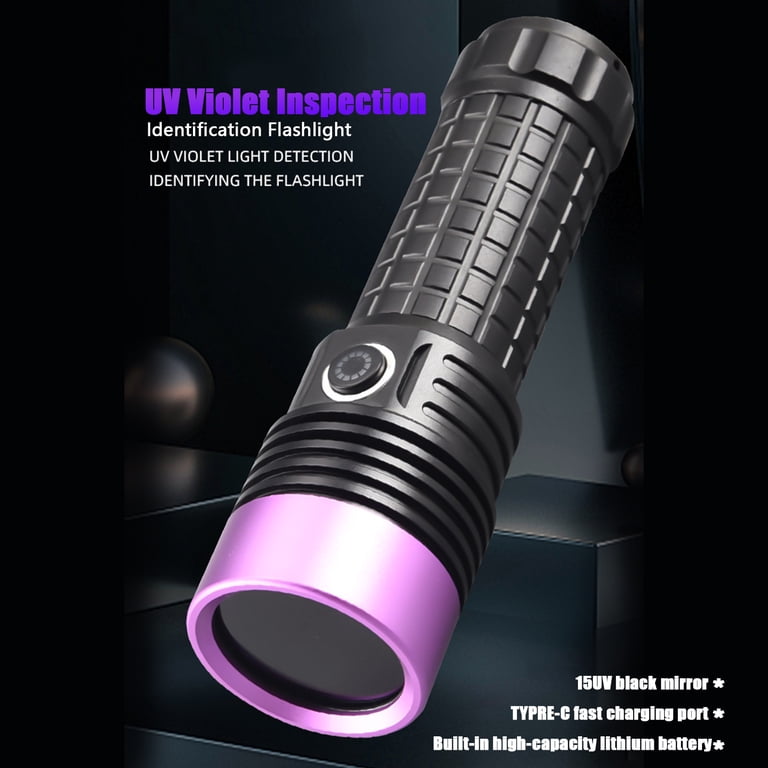 DERCLIVE UV Flashlight 20W, 365nm UV Light, Led Rechargeable Black