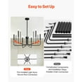 thumbnail image 3 of KFFKFF 6-Light Black Chandelier, Adjustable Farmhouse Ceiling Fixture for Dining, Bedroom, Foyer, Kitchen, Living Room, and Entryway, 3 of 9