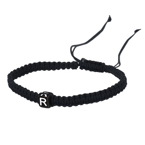 Handmade Minimalist Rope String Initials Bracelet for Women Men Boys Girls Matching Couple Jewelry Adjustable, Black R