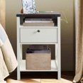 thumbnail image 6 of YEXJ Nightstand with Charging Station, Modern End Table with Drawer, Bedside Table with Open Storage-Vintage White/Espresso, 6 of 6