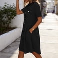 thumbnail image 6 of Summer Dress for Women Trendy Button Down Shirt Dress Faux Denim Jean Short Sleeve Casual Dress with Pockets (XL, Black), 6 of 8