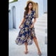 thumbnail image 4 of Vestido Cruzado de Verano para Mujer, con Cuello en V, Floral, Corta, para Invitadas de Boda, Informal, para Fiesta Azul Marino M, 4 of 10