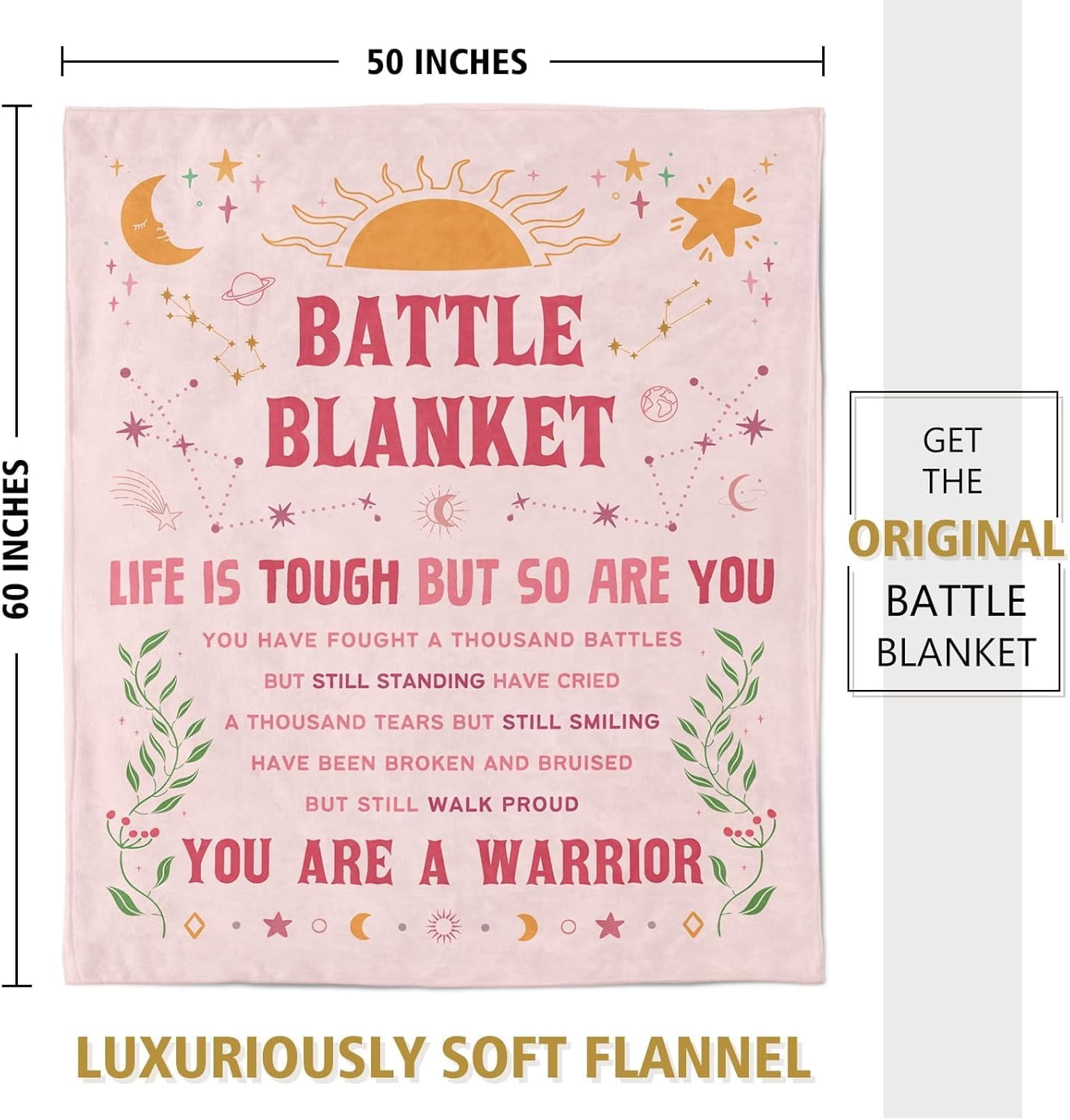 Cancer Care Gifts for Women, Get Well Soon Gifts Blanket for Her Him, Cancer Fighter Inspirational Quote Chemo Patient Gift - Meaningful Caring Message Battle Blanket