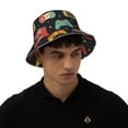 thumbnail image 4 of Lukts Retro Video Game Print Double-Side-Wear Reversible Reflective Bucket Hat Travel Beach Hat, 4 of 6