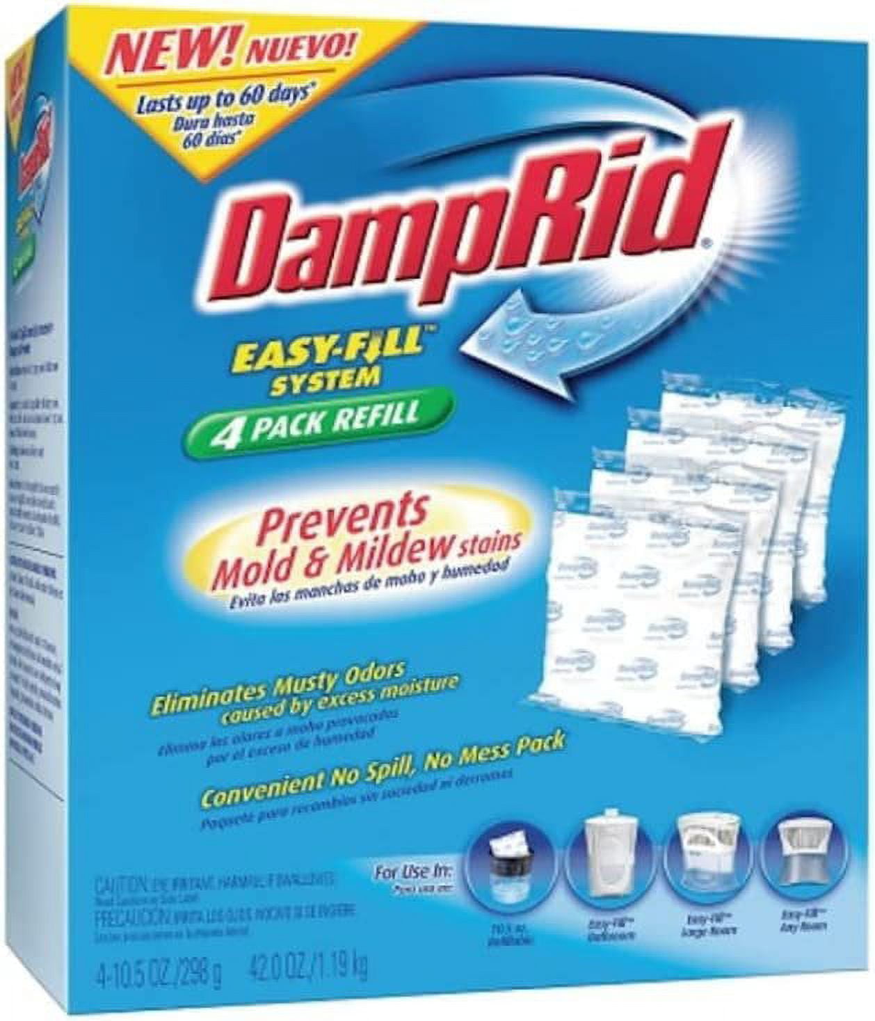 DampRid Easy Fill Moisture Absorber Refill Unscented - Odor Eliminating - 3 Pack, 42 oz