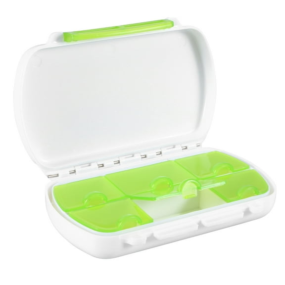 Travel Portable Pill Holder Rotated 6 Slot Vitamin Medicine Box Case Organizer Container (Green)