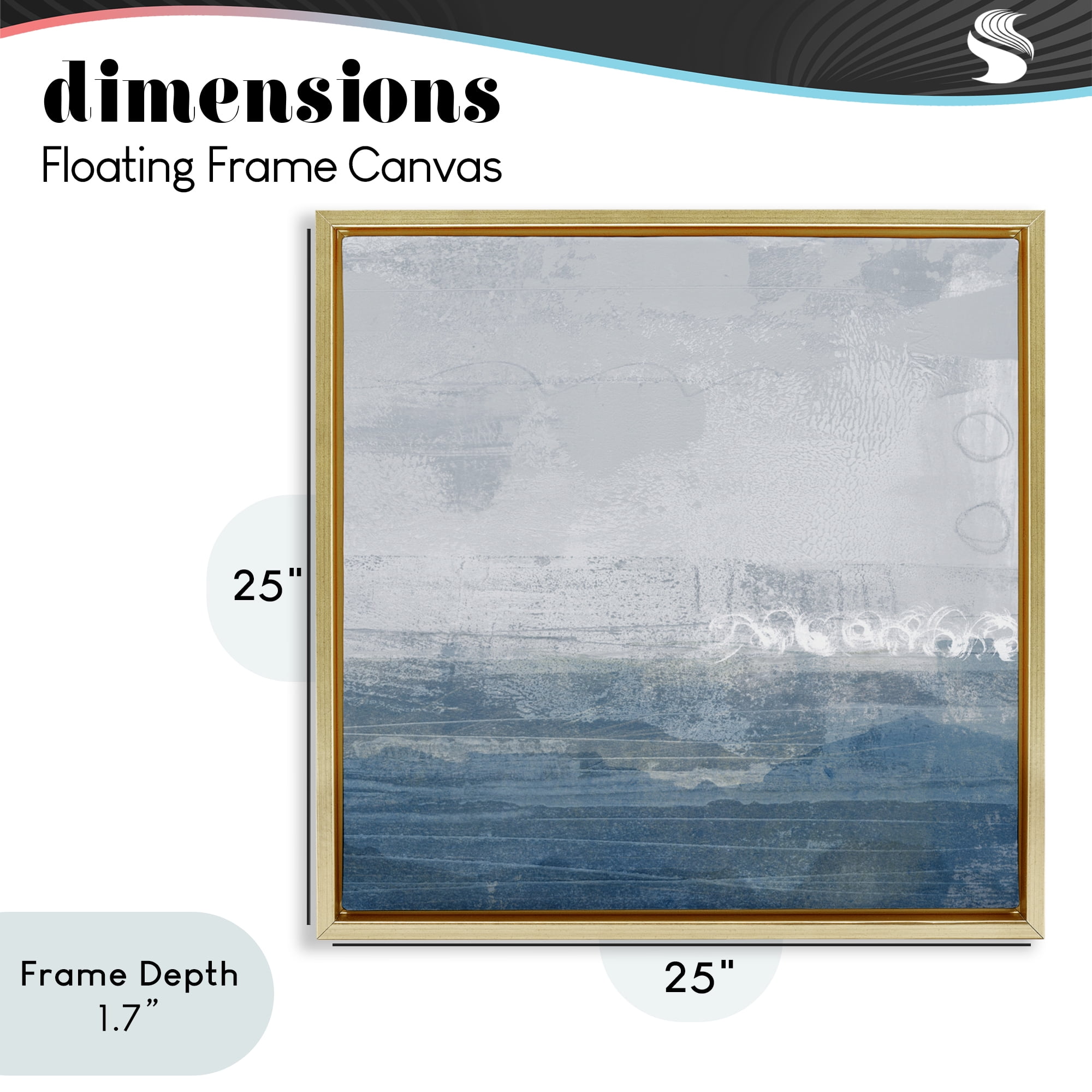 Stupell Industries Ocean Tide Abstract Gold Framed Floater Canvas Wall Art, design by Dan Meneely