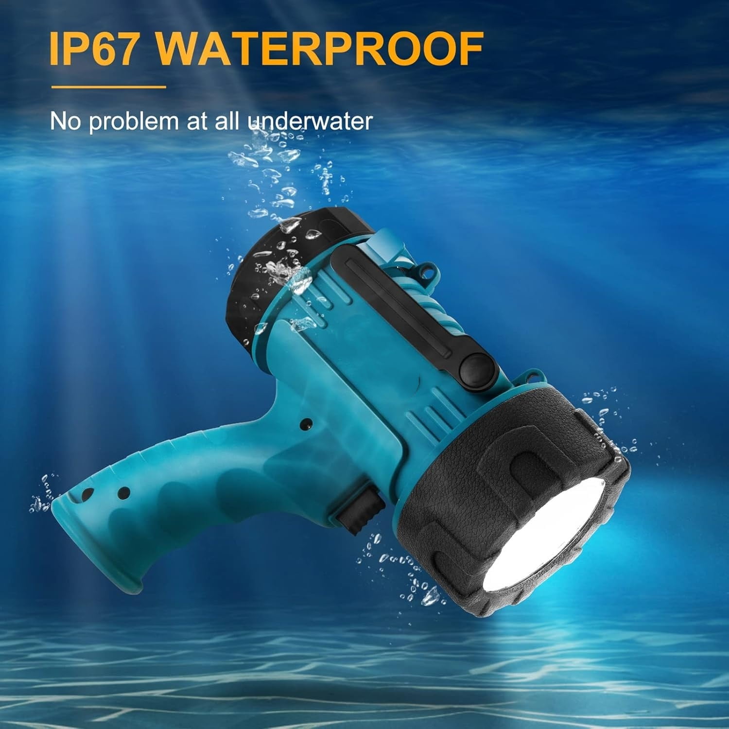 Rechargeable Spotlight Flashlight with 1000000 High Lumen LED, IP67 Waterproof Long Running Spot Light searchlight, Impact Resistant Handheld Spotlight with Foldable Stand Red Lens