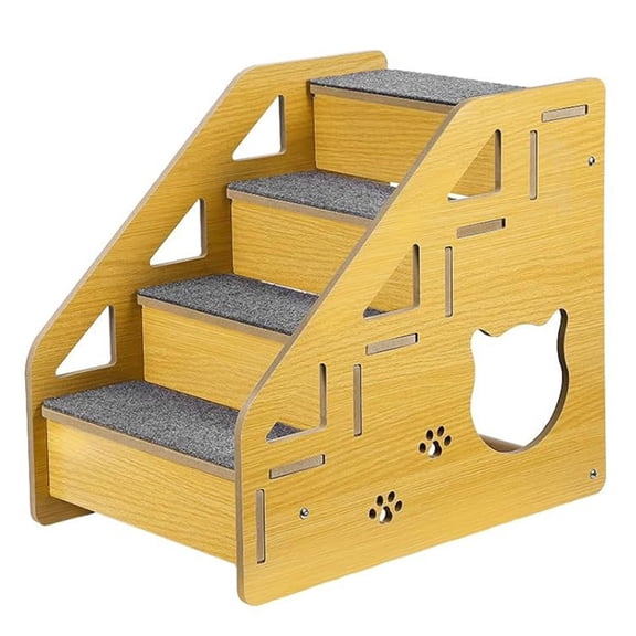 puresly 4-Step Wooden Pet Stairs Nonslip Carpeted Cat And Dog Steps Dog Stairs Ramp