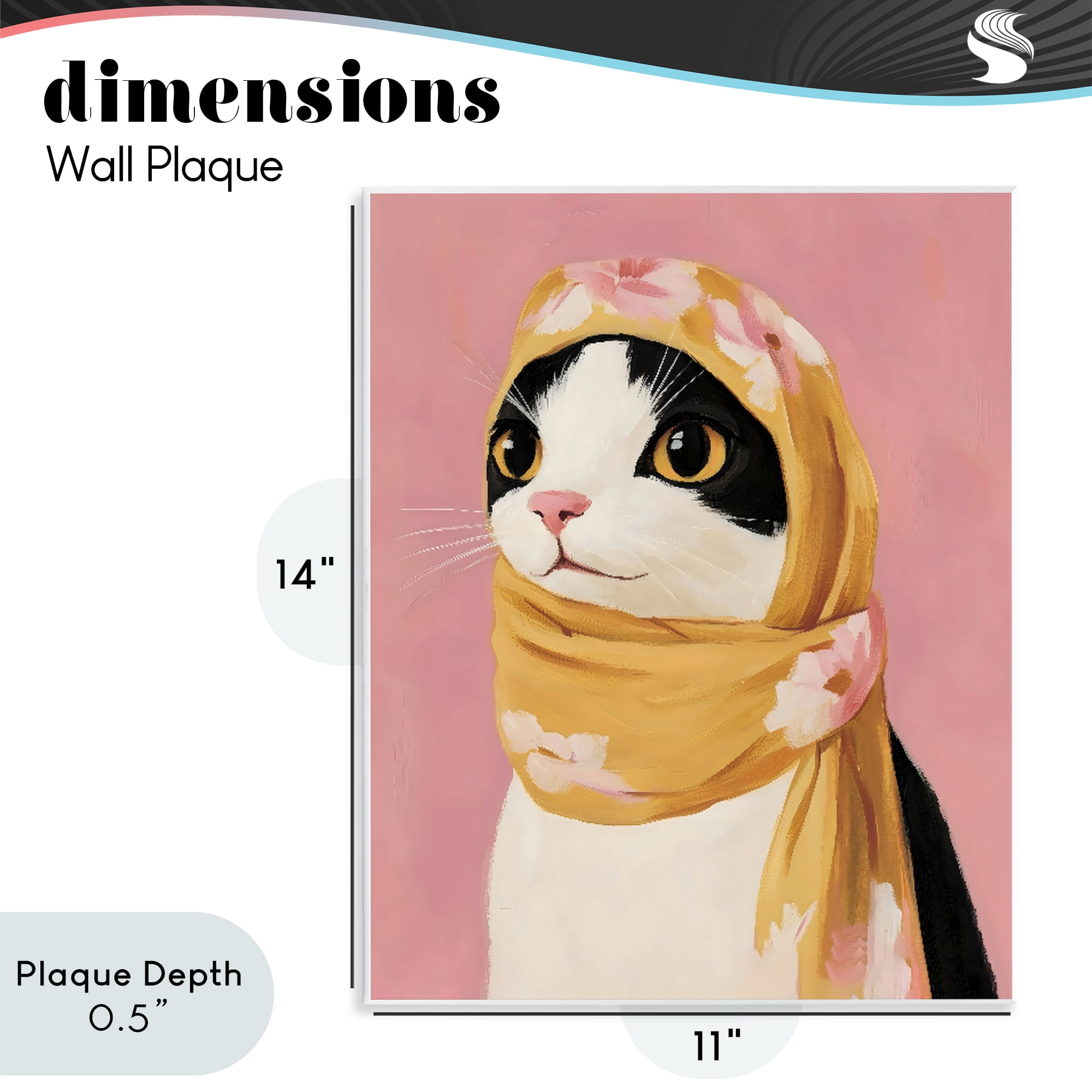 Stupell Industries Cat Babushka in Yellow Scarf Wall Plaque Art, design by The Prints Vibe