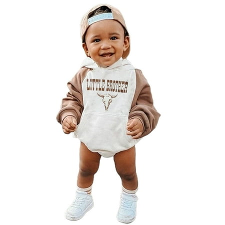 

Ma&Baby Boys Girls Sweatshirt Long Sleeve Bull Print Infant Baby Hooded Bodysuit Rompers Pullover Tops