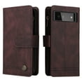thumbnail image 2 of SaniMore Case for Google Pixel 6 6.4" 2021, PU Leather Zipper Wallet Cover [RFID Blocking] Card Slot Magnetic Clsap Flip Folio Wrist/Crossbody Strap Kickstand Full Protective Cover, Brown, 2 of 18