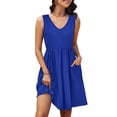 thumbnail image 2 of Womens Summer Dresses 2025 Casual Sleeveless Sundress Beach Vacation Flowy Midi Dresses with Pockets Royal Blue XXL, 2 of 6