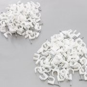 200 Round 5/8 Inches (16 mm) Cable Wire Clips Cable Management Cord Tie Holder Coaxial Nail in Clamps Tacks