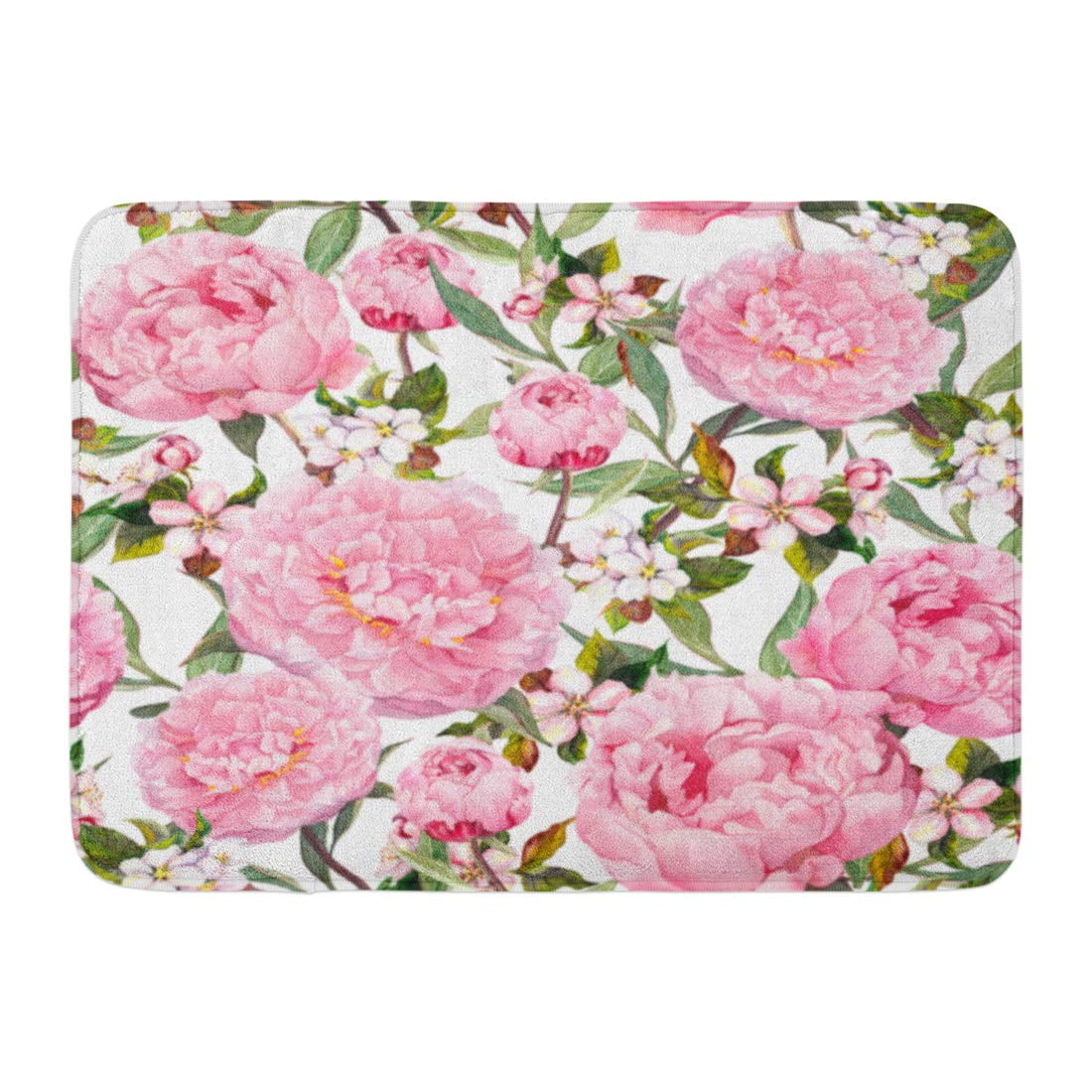 LADDKE Pink Bohemian Peony Flowers Sakura Floral Watercolor Pattern