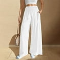 thumbnail image 2 of ABATAB Pants for Women Smocked Wide Leg Summer Pants Lounge Casual Beach Vacation Palazzo Trousers with Deep Pocketes, 2 of 7