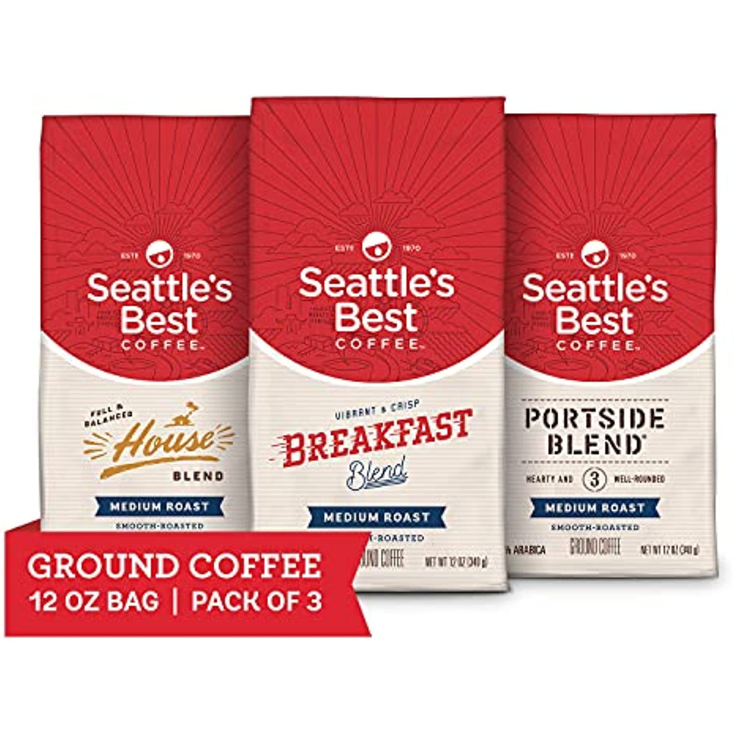 Seattles Best Coffee Medium Roast Ground Coffee Variety Pack 12 Ounce