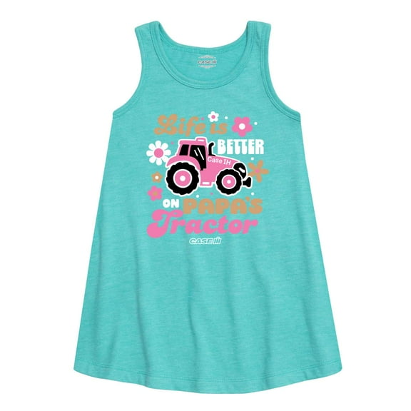 Case IH - Life Is Better Papas Tractor - Toddler Girls A-line Dress