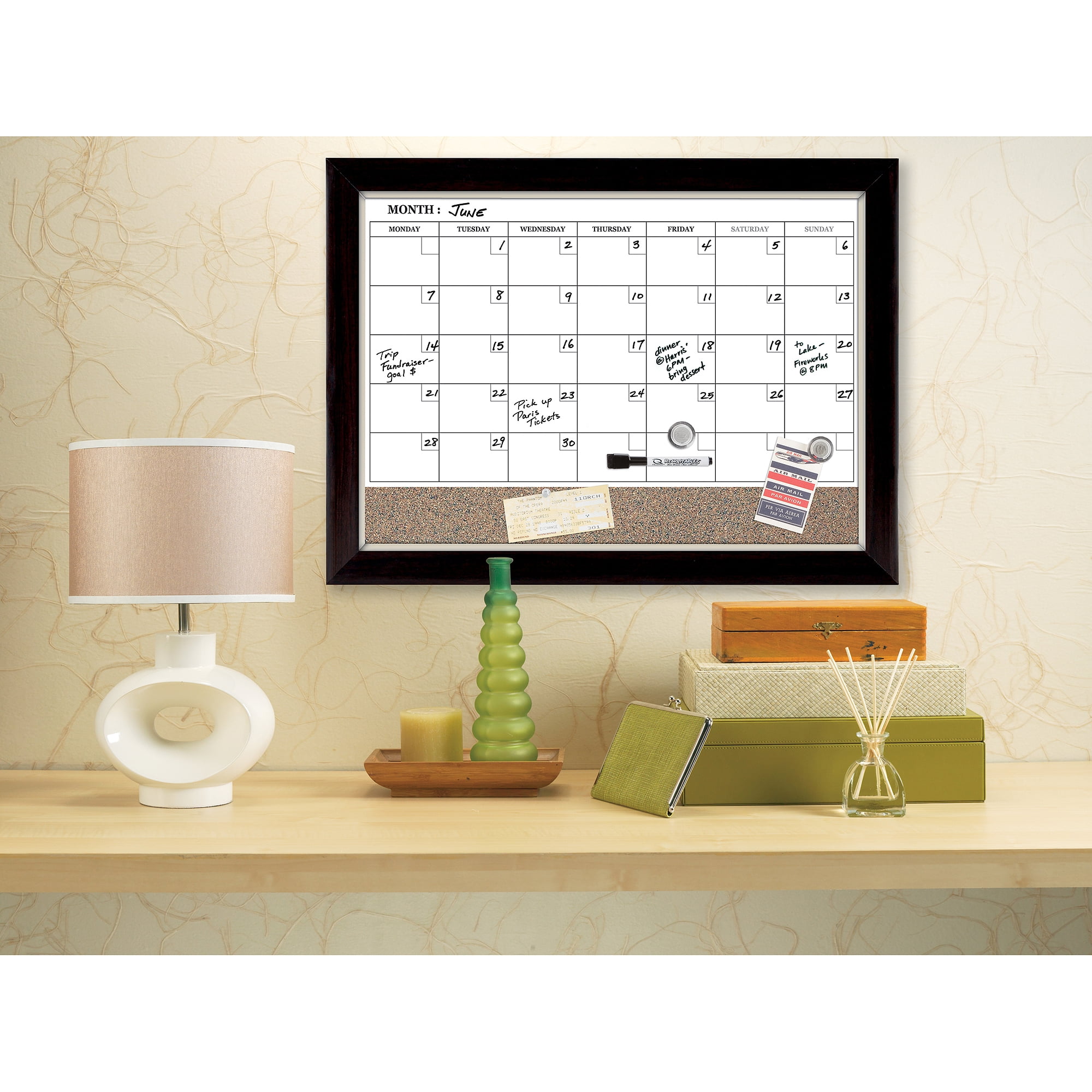 Quartet Combination Board Calendar, 17" x 23", DryErase and