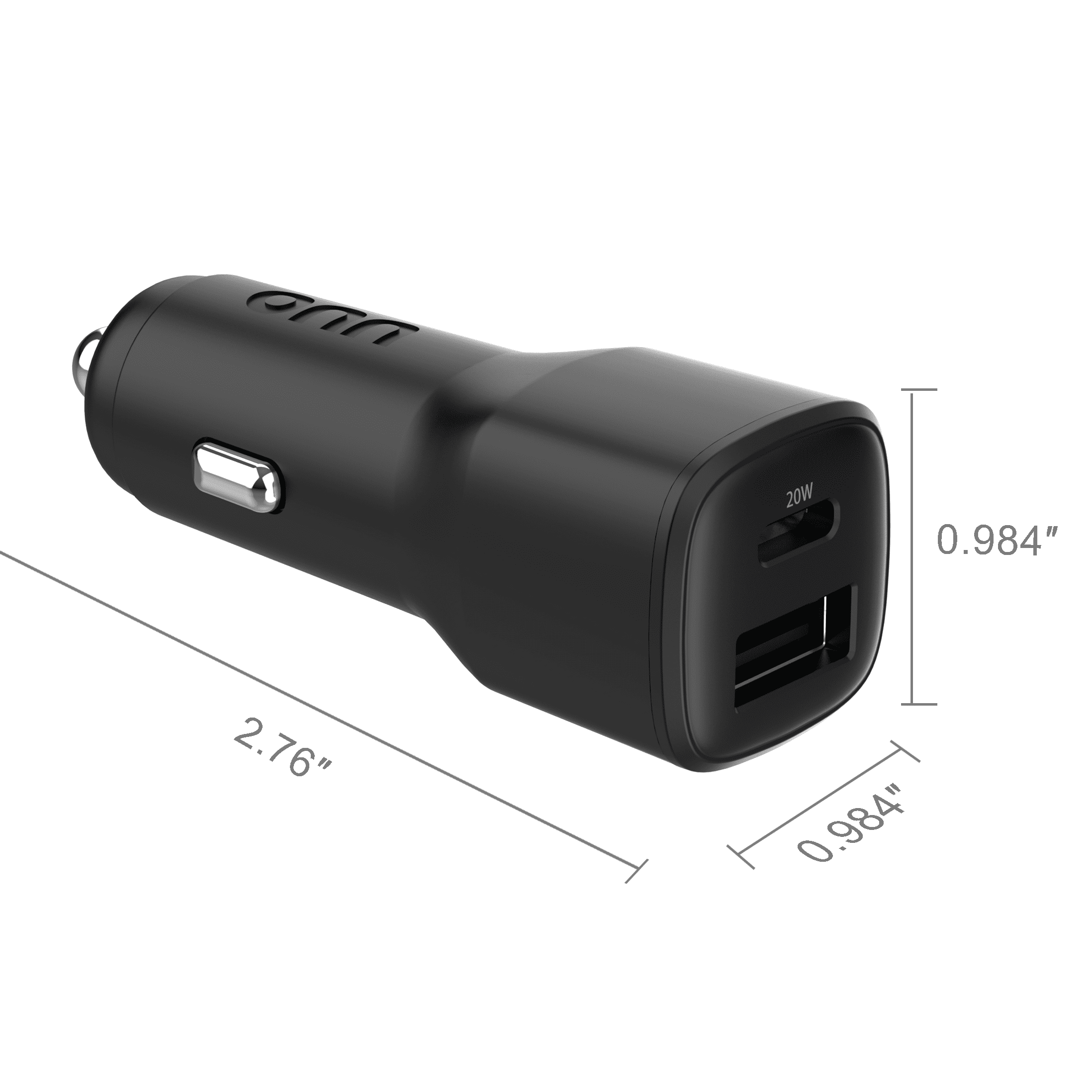 onn 32W USB-C/USB-A Dual Port Fast Car Charger, USB IF Certified