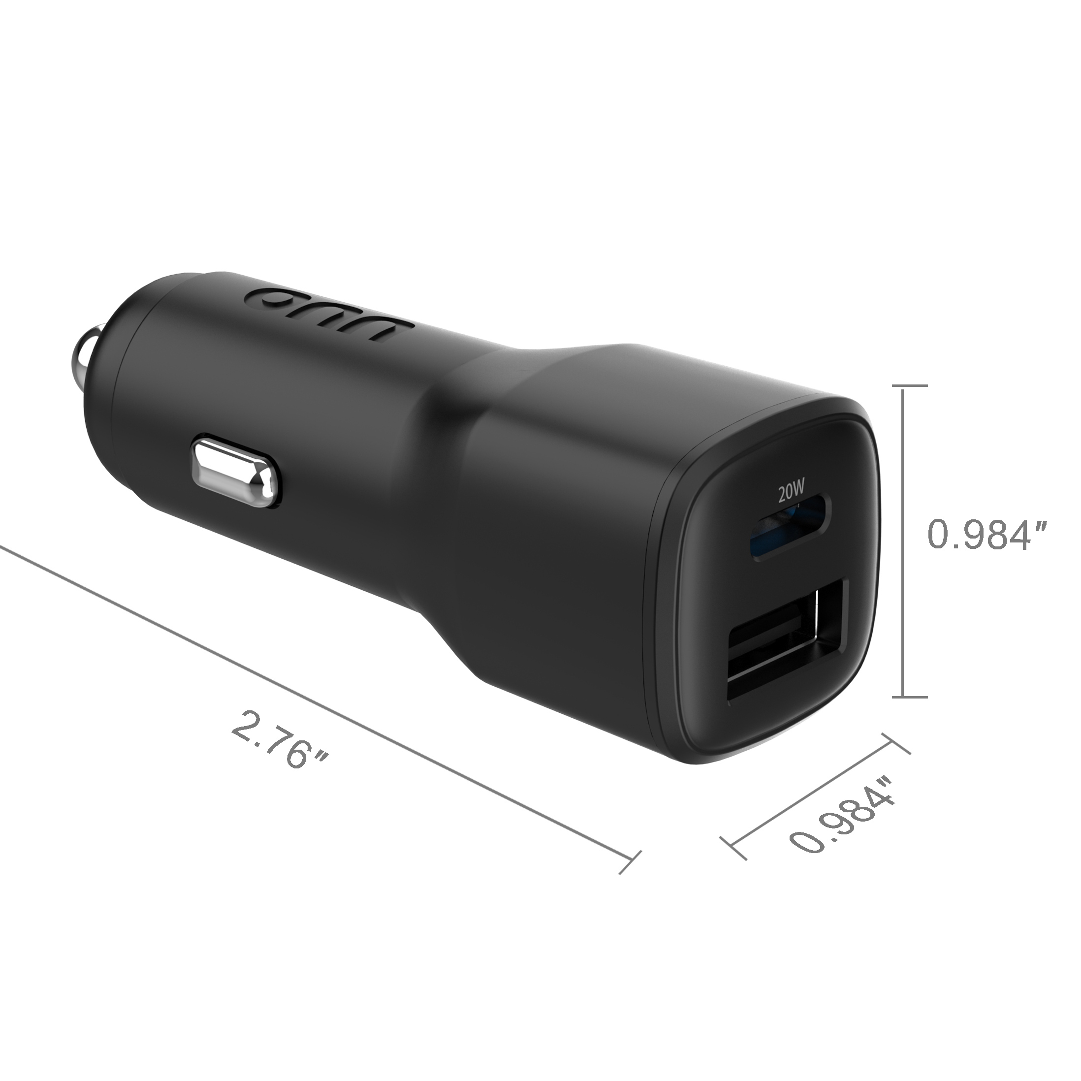 onn 32W Dual Port Fast Car Charger, USB-C and USB-A photo 3