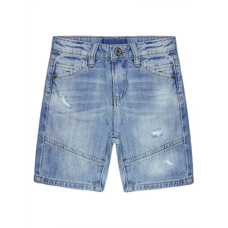 

KIDSCOOL SPACE Little Girls Boys Jeans Shorts Distressed Ripped Splicing Design Cute Summer Denim Pants Blue 4-5 Years