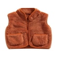 thumbnail image 1 of Infant Sleeveless Plush Vest Kids Solid V-neck Zipper Outerwear, 1 of 6