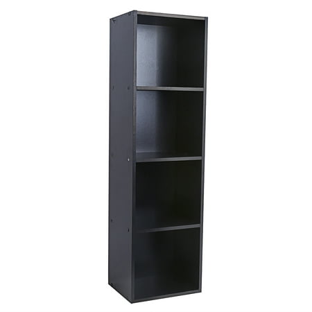 Hurrise Wooden Bookcase Narrow 4 Tiers Bookshelf Black Walmart
