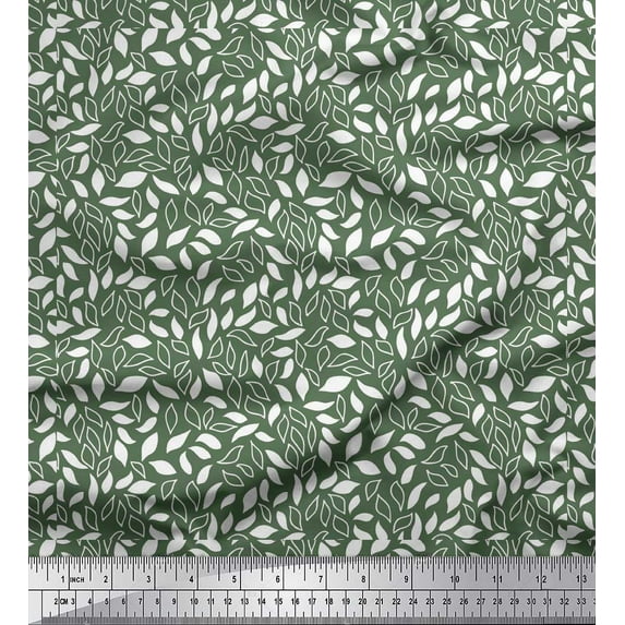 Soimoi Green Rayon Fabric Leaves Leaves Print Fabric by the Yard 42 Inch Wide