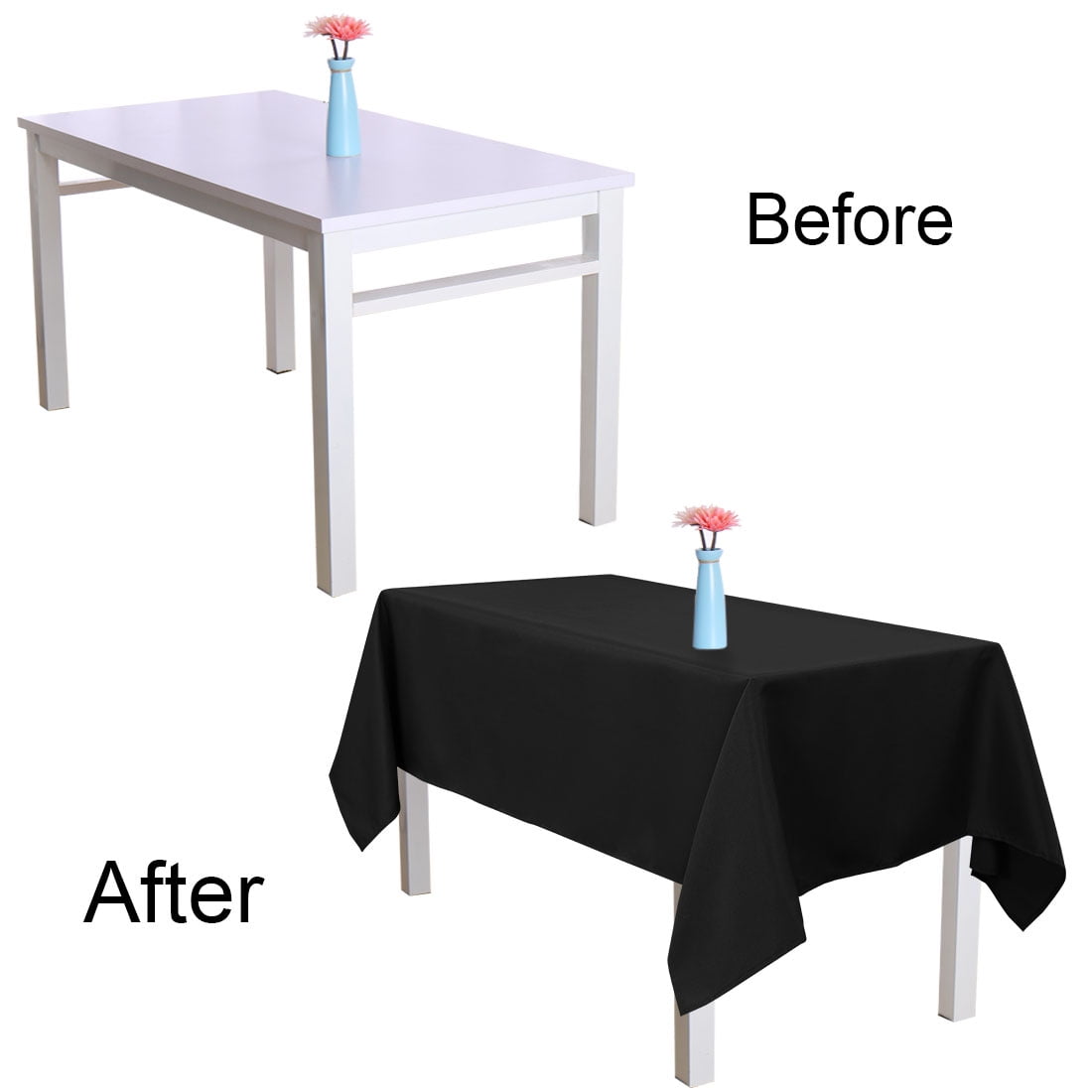 Unique Bargains Rectangle Tablecloth soft and comfortable Polyester Table Cover Black 60" x 104"