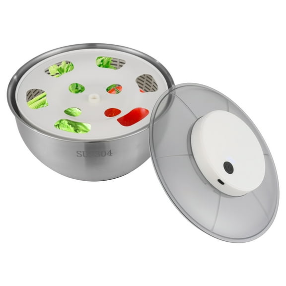 Miumaeov Vegetable Dehydrator Salad Spinner Electric Fruit Washer Dryer Machine Stainless Steel