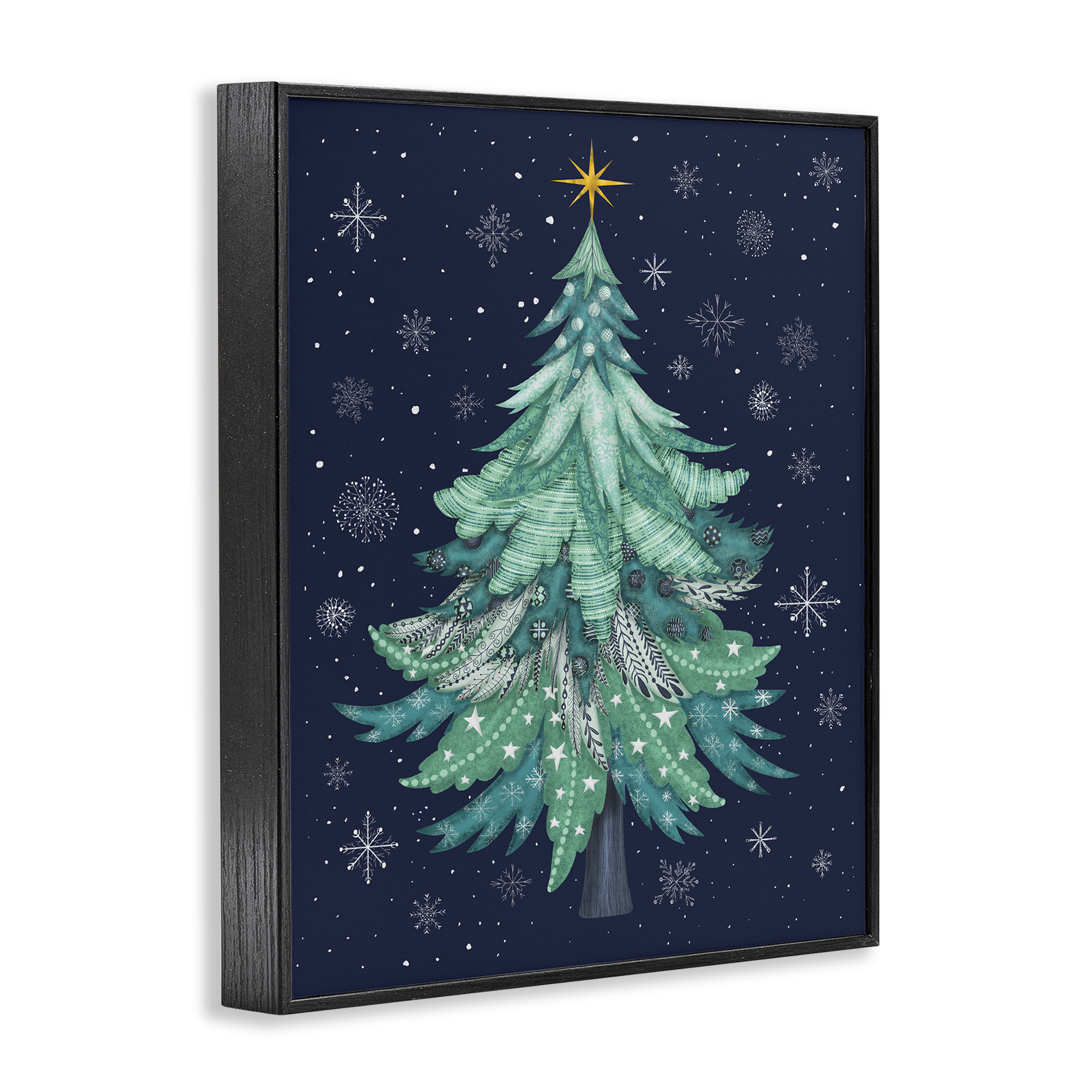 Stupell Industries Abstract Pattern Xmas Tree Holiday Painting Black Framed Art Prints Wall Art, 11 x 14