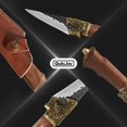 thumbnail image 2 of Qulajoy Camping Knife - Hand Forged Viking Pocket Knife 7Cr17MOV Blade - Dragon Head Handle and Leather Sheath - Outdoor Knife for Hunting & Camping, 2 of 6