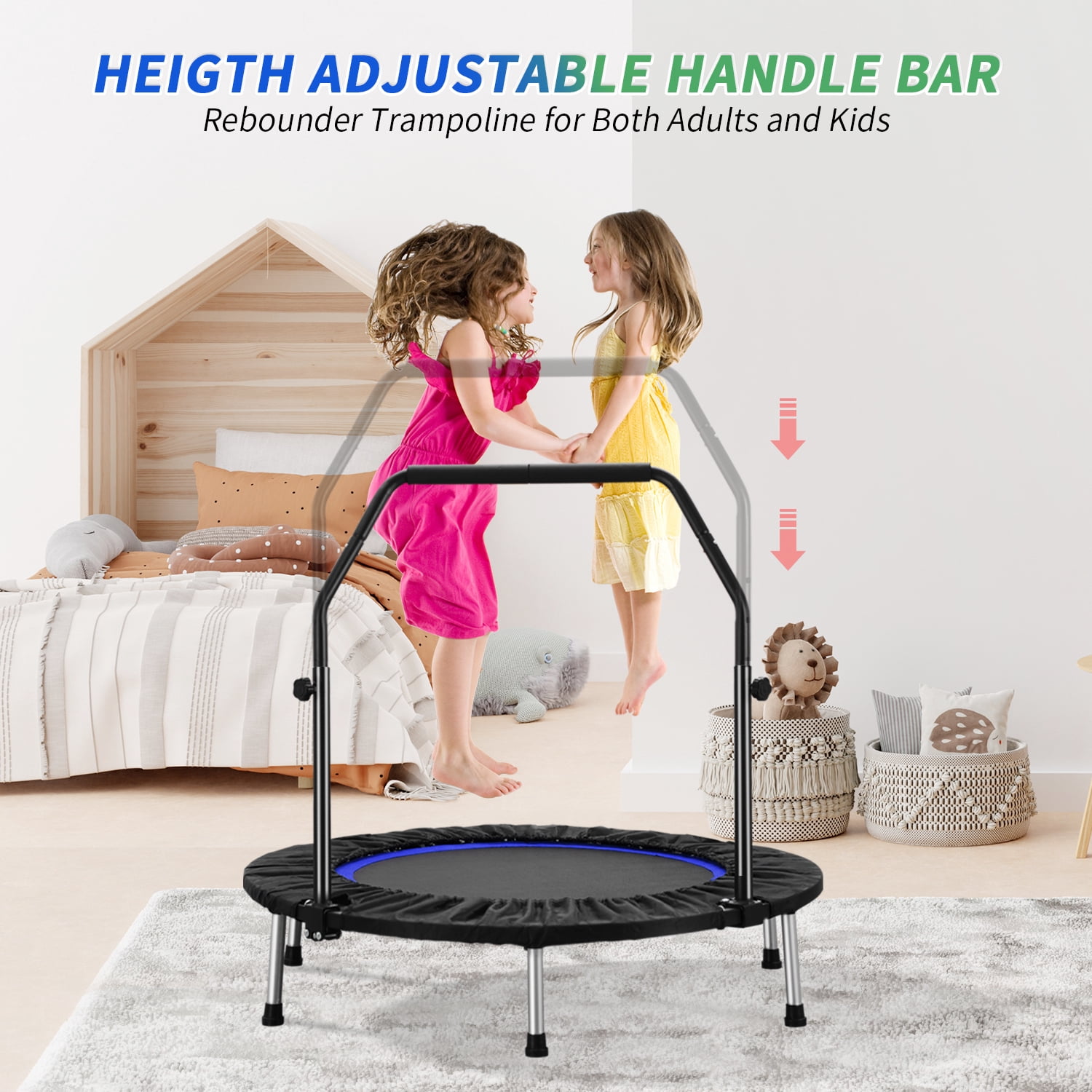 ZENOVA Mini Fitness Trampoline Rebounder Trampoline for Adults, Blue, 40"