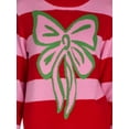 thumbnail image 4 of 99 Jane Street Women's and Women's Plus Striped Sweater with Bow Design, Midweight, Sizes XS-4X, 4 of 6