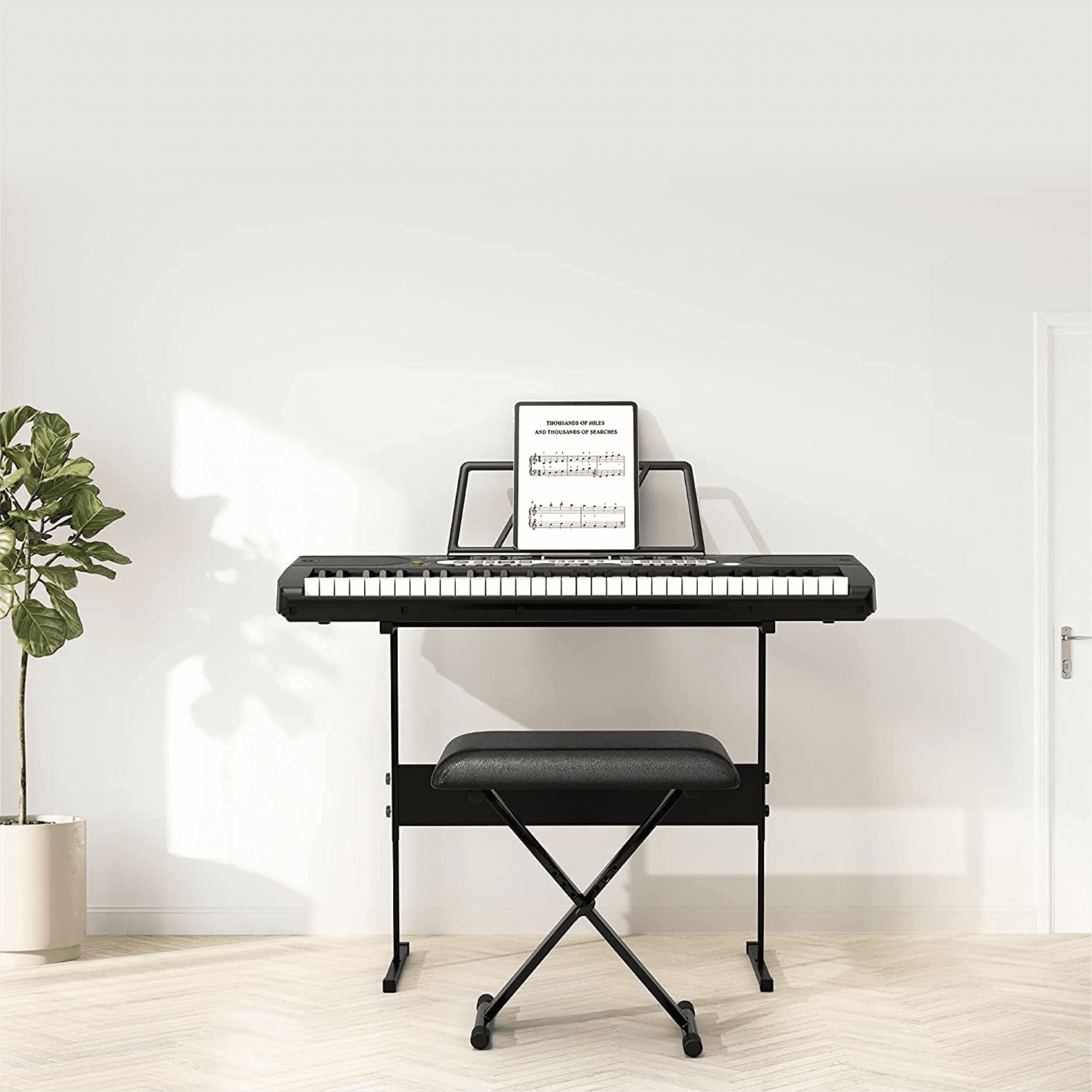 M optimized 61-Key Electric Keyboard Piano Set for Beginners and Kids with Microphone, Headphones, Stand, Stool, and Carrying Bag, Portable and Ideal for Teaching, Perfect Birthday, Christmas Gift