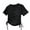 Black, variant on Ltctricy Girls' T Shirts Short Sleeve Crew Neck Side Drawstring Solid Color Casual Tee Tops Children Summer Clothes 4-14 Y